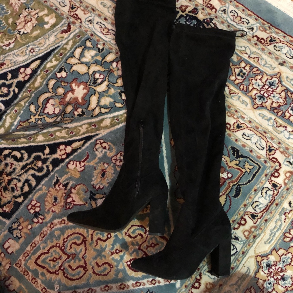 Over the knee black suede boots
